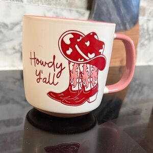 Howdy Y'all Cowboy Mug - Red and White